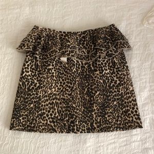 Topshop Leopard Print Ruffle Mini Skirt
